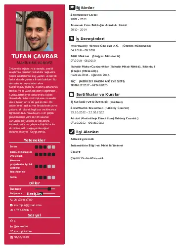 Makine Mühendisi Cv Örnekleri cv indir